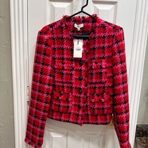 Stylish Pink and Black Checkered Blazer